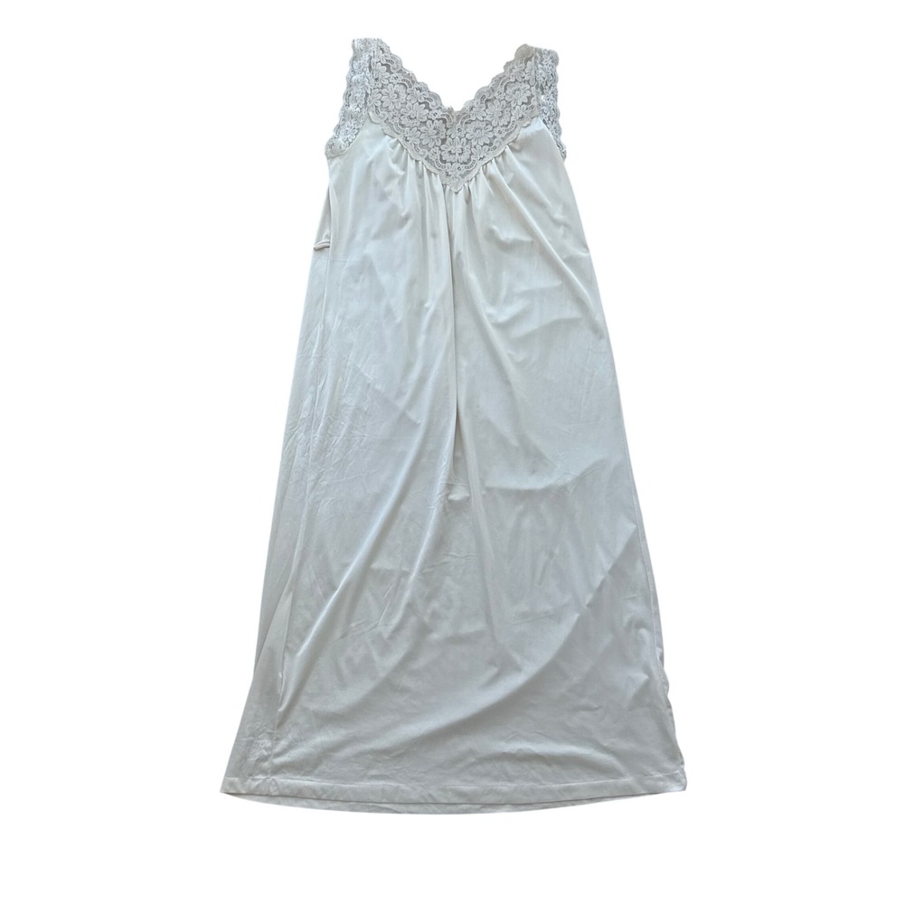 Vintage 60s Lace Bodice Maxi Nightgown Bridal Lingerie Dress M Ivory Coquette